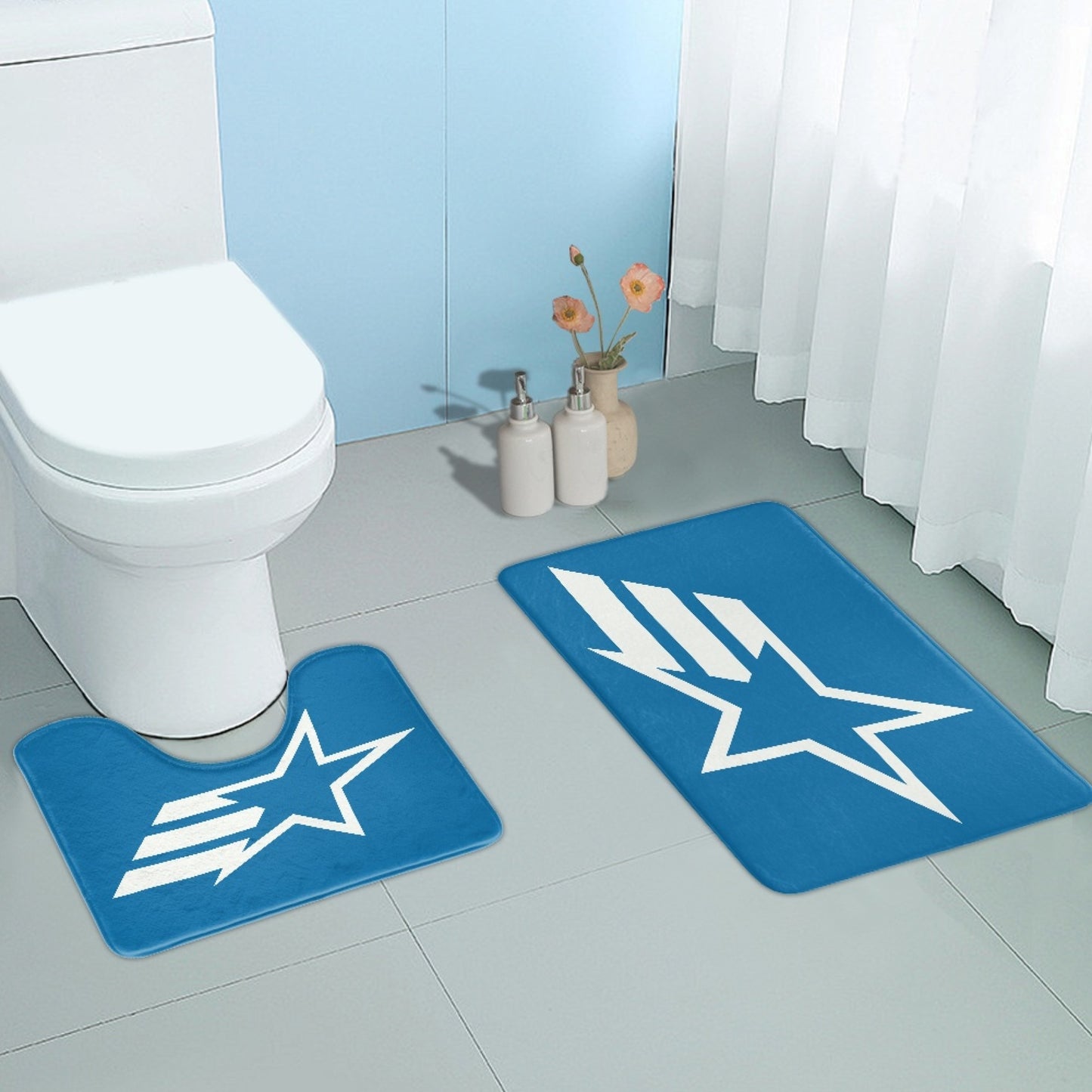 Bathroom Flannel Floor Mat Set